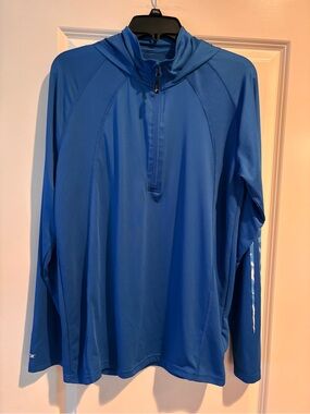 Men’s Habit Blue Solar Factor Hooded 1/4 Zip Performance Shirt S